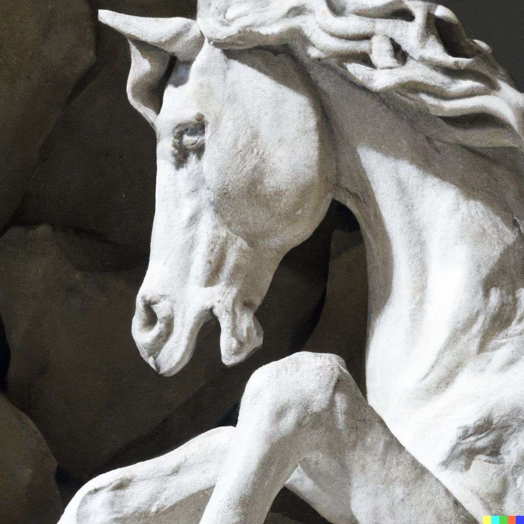 a horse, marble sculpture